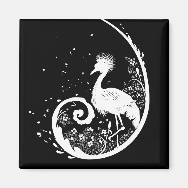 Golden Crane Silhouette Magnet (Framsidan)