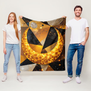 Golden Crescent Måne med kosmetiska geometriska st Fleecefilt