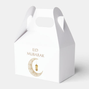 Golden Crescent Måne och Lantern Eid Mubarak Islam Presentaskar