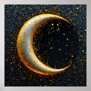 Golden crescent måne poster