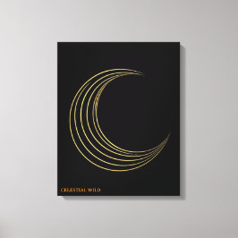 Golden Crescent Moon Celestial Art Canvas Gift