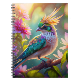 Golden Crestated Grönt Headed Finch Fantasy Bird Anteckningsbok