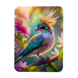 Golden Crestated Grönt Headed Finch Fantasy Bird Magnet