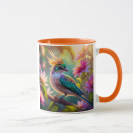 Golden Crestated Grönt Headed Finch Fantasy Bird Mugg