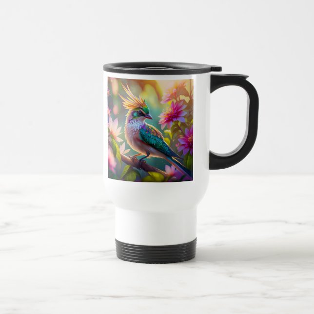 Golden Crestated Grönt Headed Finch Fantasy Bird Resemugg (Höger)