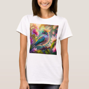 Golden Crestated Grönt Headed Finch Fantasy Bird T Shirt