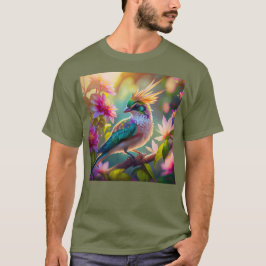Golden Crestated Grönt Headed Finch Fantasy Bird T Shirt