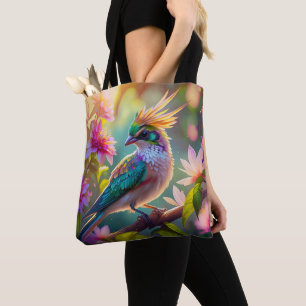 Golden Crestated Grönt Headed Finch Fantasy Bird Tygkasse