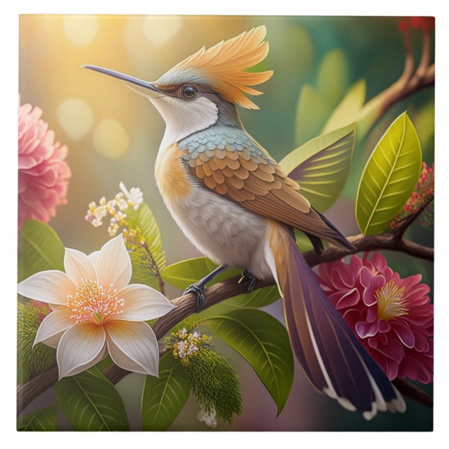 Golden Crested Honeyeater Fantasy Bird Kakelplatta (Framsidan)