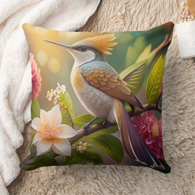 Golden Crested Honeyeater Fantasy Bird Kudde (Filt)