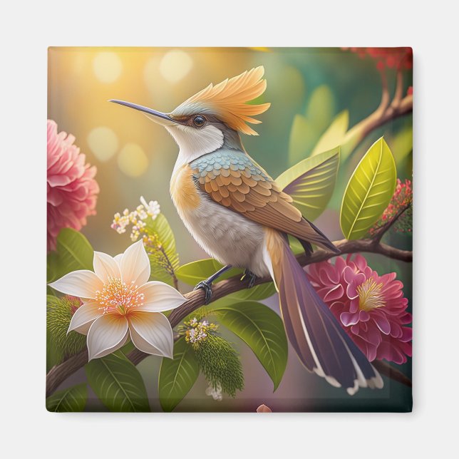 Golden Crested Honeyeater Fantasy Bird Magnet (Framsidan)
