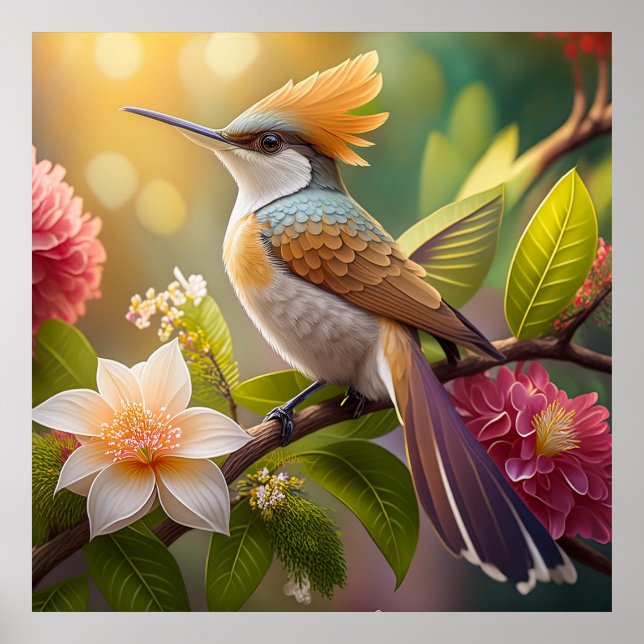 Golden Crested Honeyeater Fantasy Bird Poster (Framsidan)
