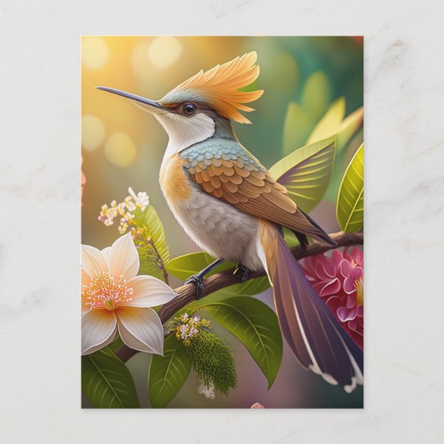Golden Crested Honeyeater Fantasy Bird Vykort (Framsida)