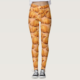 Golden croissant, bageri, sömlös mönster. leggings