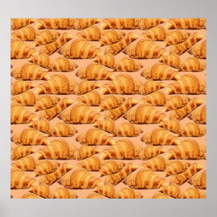 Golden croissant, bageri, sömlös mönster. poster