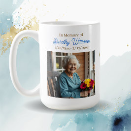 Golden Cross and Flowers Memorial Keepsake Kaffemugg