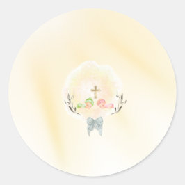  Golden Cross floral baptism round stickers  Runt Klistermärke