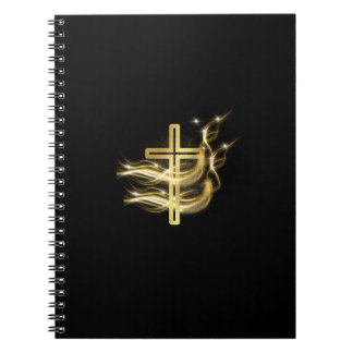 Golden Cross on Black spiral-bound notebook Anteckningsbok