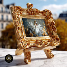 Golden Crowned Svan med Gult Blommigts Decoupage