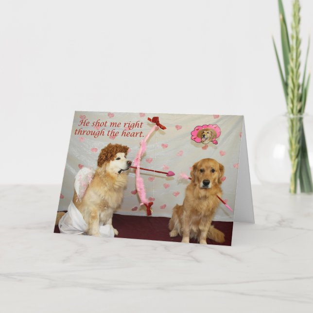 Golden Cupid's Arrow för Alla hjärtans dag Helgkort (Framsida)