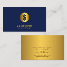Golden Currency Symbol | Elegant blå Visitkort