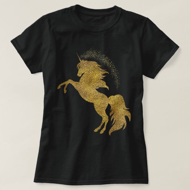 Golden Cute Glitter Beautiful Unicorn T Gold Tee 8 (Design framsida)