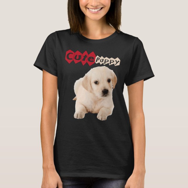 Golden Cute Labrador Retriever Puppy T Shirt (Framsida)