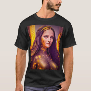 Golden Cyborg Mona Lisa T Shirt