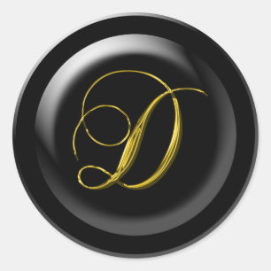 Golden D Monogram Runt Klistermärke