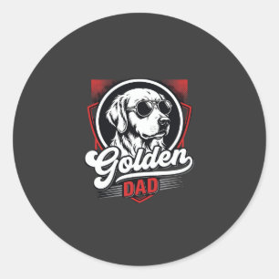 Golden Dad Golden Retriever Solglasögon Design Runt Klistermärke