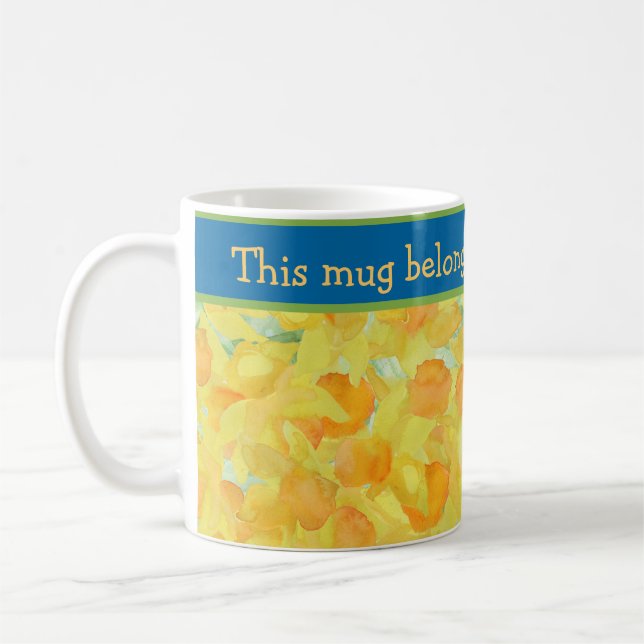 Golden Daffodils med blått band Kaffemugg (Vänster)