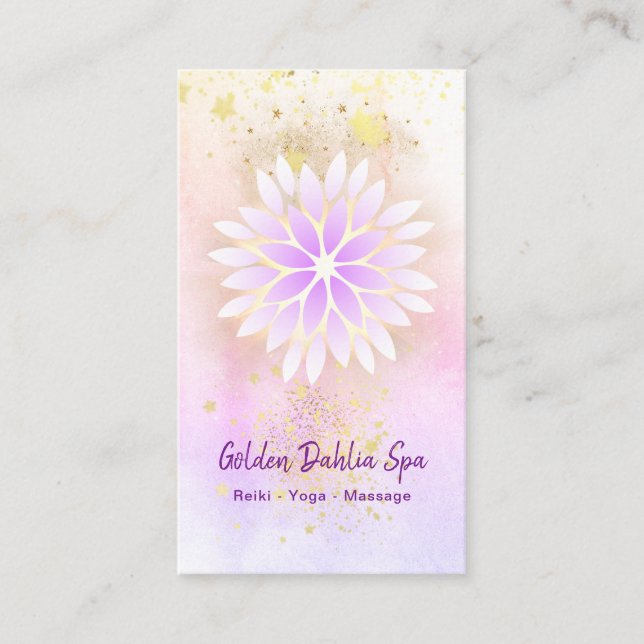 *~* Golden Dahlia Pastel Rosa Lavender AP2 Visitkort (Framsida)