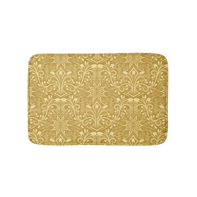 Golden Damask Baroque-Blommönstret Badrumsmatta (Framsidan)