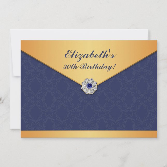 Golden Damask Birthday - platta inbjudan (Framsida)