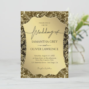 Golden Damask Elegance bröllopsinbjudan Inbjudningar