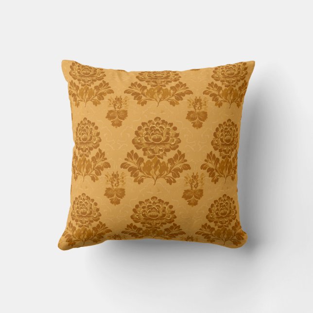 Golden Damask Floral Pattern Kudde (Baksida)