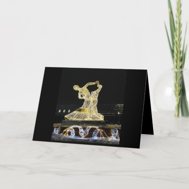 Golden dansande figurer på svart kort (Framsida)