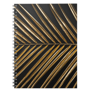 Golden Date Handflatan Löv: Black Minimalist Anteckningsbok