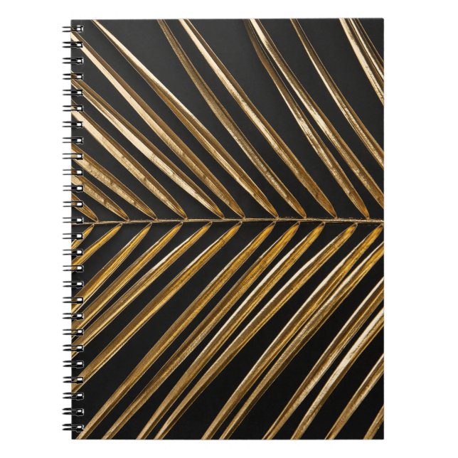 Golden Date Handflatan Löv: Black Minimalist Anteckningsbok (Framsidan)