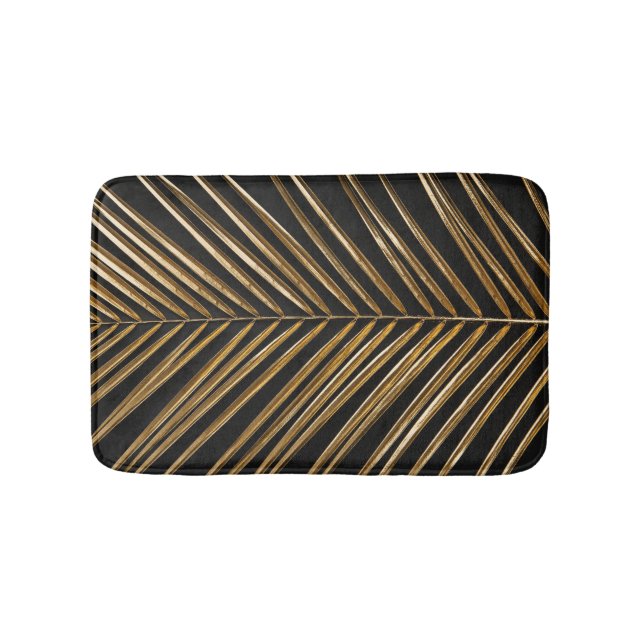Golden Date Handflatan Löv: Black Minimalist Badrumsmatta (Framsidan)