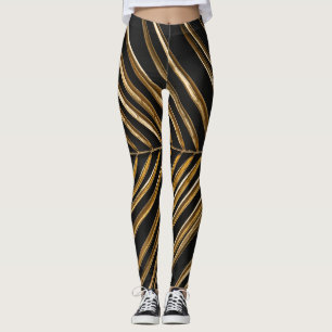 Golden Date Handflatan Löv: Black Minimalist Leggings