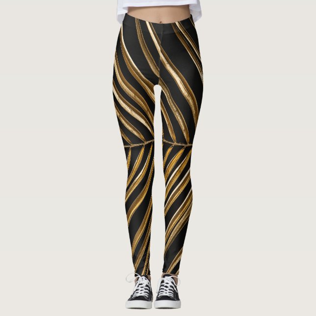 Golden Date Handflatan Löv: Black Minimalist Leggings (Framsida)