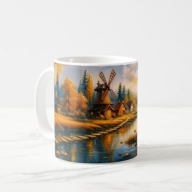 Golden Dawn at the Windmill Village Kaffemugg (Framsida vänster)