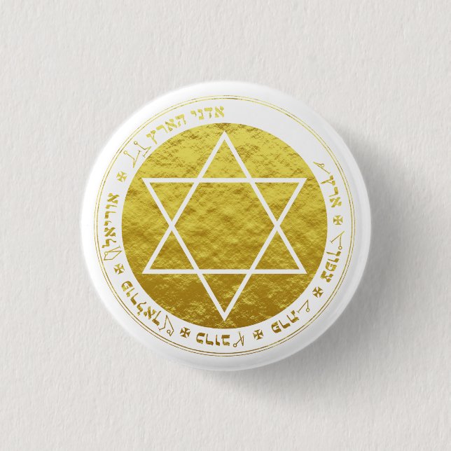 Golden Dawn Earth Pentacle guld färg Knapp (Framsida)