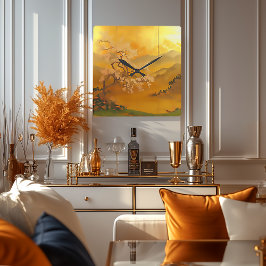 Golden Dawn: Elegant asiatisk-inspirerad Fyrkantig Klocka
