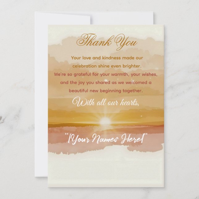 Golden Dawn Thank-You Card – Elegant New Year Grat Tack Kort (Framsida)