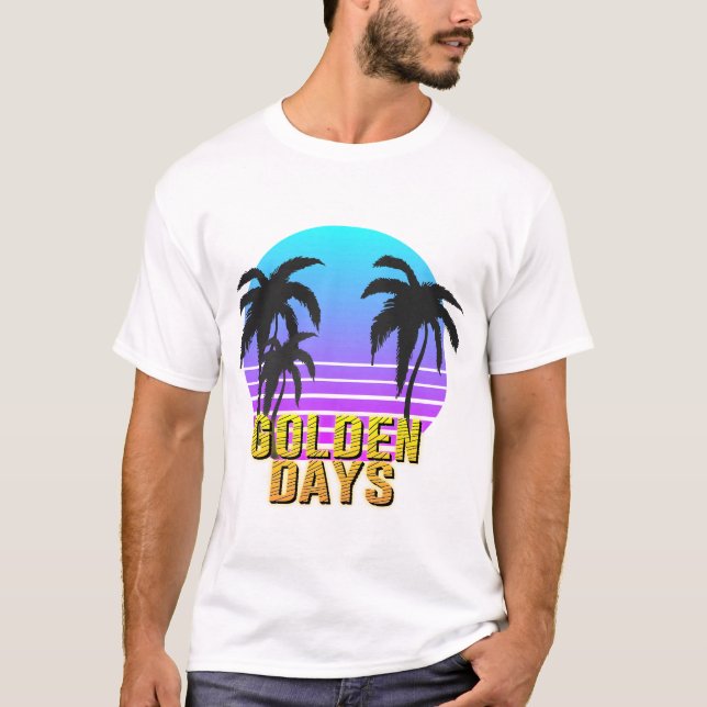 Golden Days Retro Sunset T Shirt (Framsida)