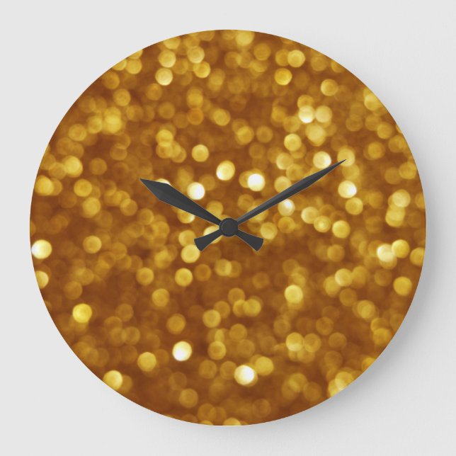 Golden defokuserade glitter, mousserande struktur. stor klocka (Framsida)