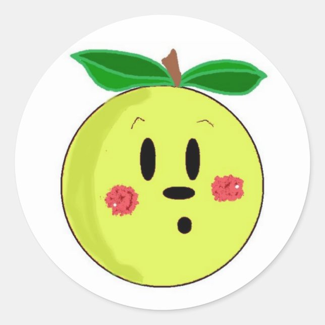 Golden Delicious Apple Ansikte Runt Klistermärke (Framsida)