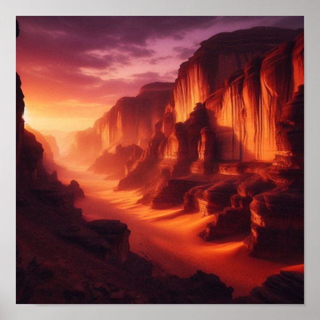 Golden Desert Touching Silent Canyon at Twilight Poster (Framsidan)